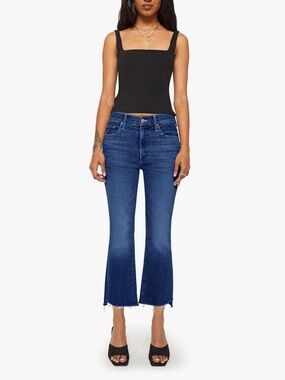 MOTHER The Insider Crop Step Frat Cropped Flare Jeans - Deep Blue Wash